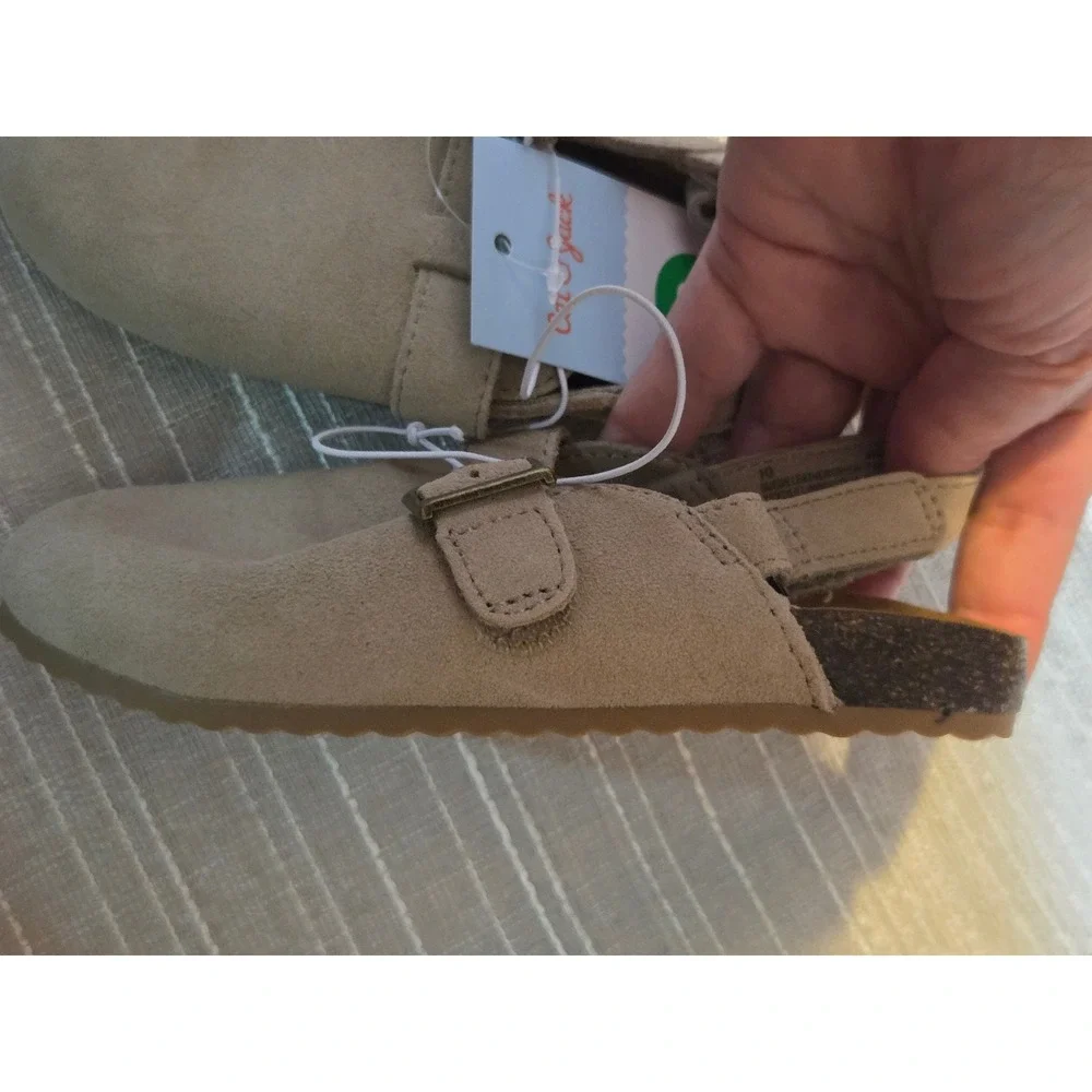 Cat & Jack Toddler Suede Clogs Tan Buckle Slingback Shoes Size 10 NWT